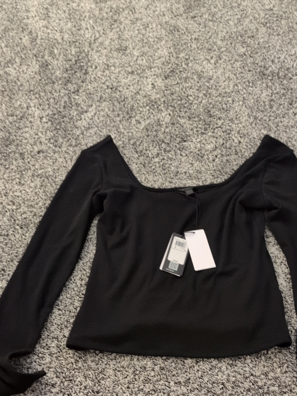 Guess Black Long-Sleeve Square Neck Top